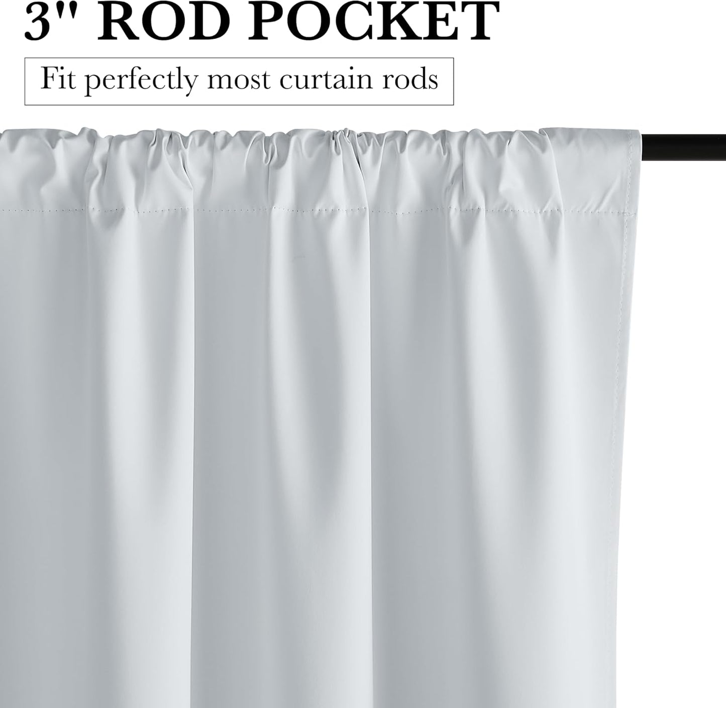 RYB HOME White Blackout Curtains for Bedroom, 100% Blackout Thermal Insulated Noise Reducing Curtains for Living Room Nursery, 34 inches Wide by 63 inches Long, 2 Panels Set