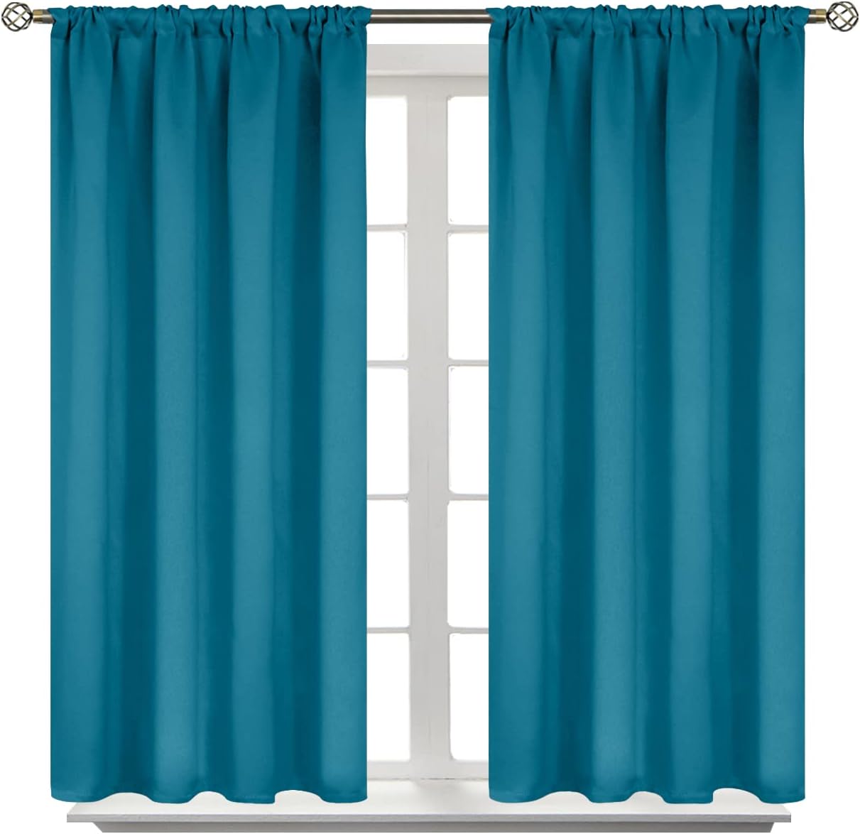 BGment Peacock Blue Blackout Curtains for Kitchen Cafe Window - Short Window Drapes Thermal Insulated Blackout Blinds for Rv Bathroom Privacy, 42 x 40 Inch, 2 Panels
