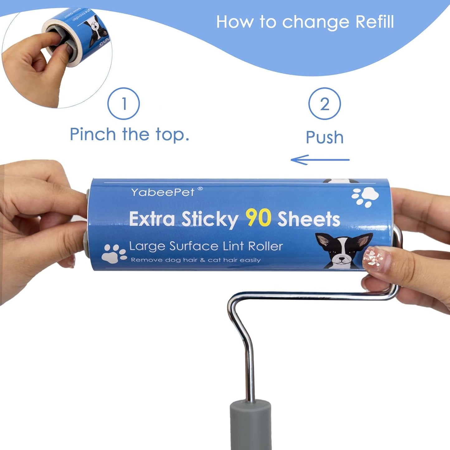 Extra Sticky Large Lint Roller Refills, 6.3'' Giant Lint Roller Refills for Pet Hair, Clothes&Furniture Cleaning, 540 Sheets in Total