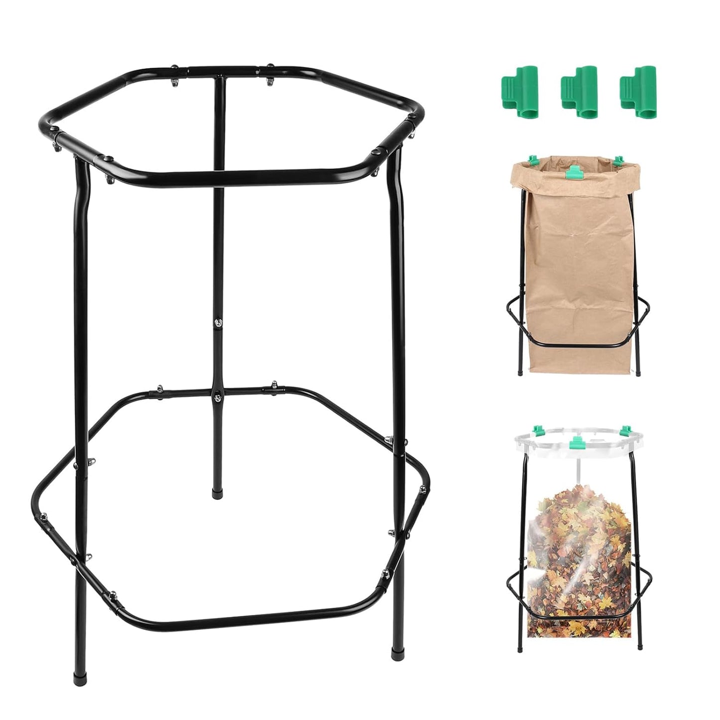 Garden Trash Bag Holder Stand, Metal Leaf Bag Holder, Frame Holds 30-55 Gallon Multi Use Bags, Outdoor Trash Bag Holder for Yard and Lawn Cleanup, Gardening, Camping, Parties