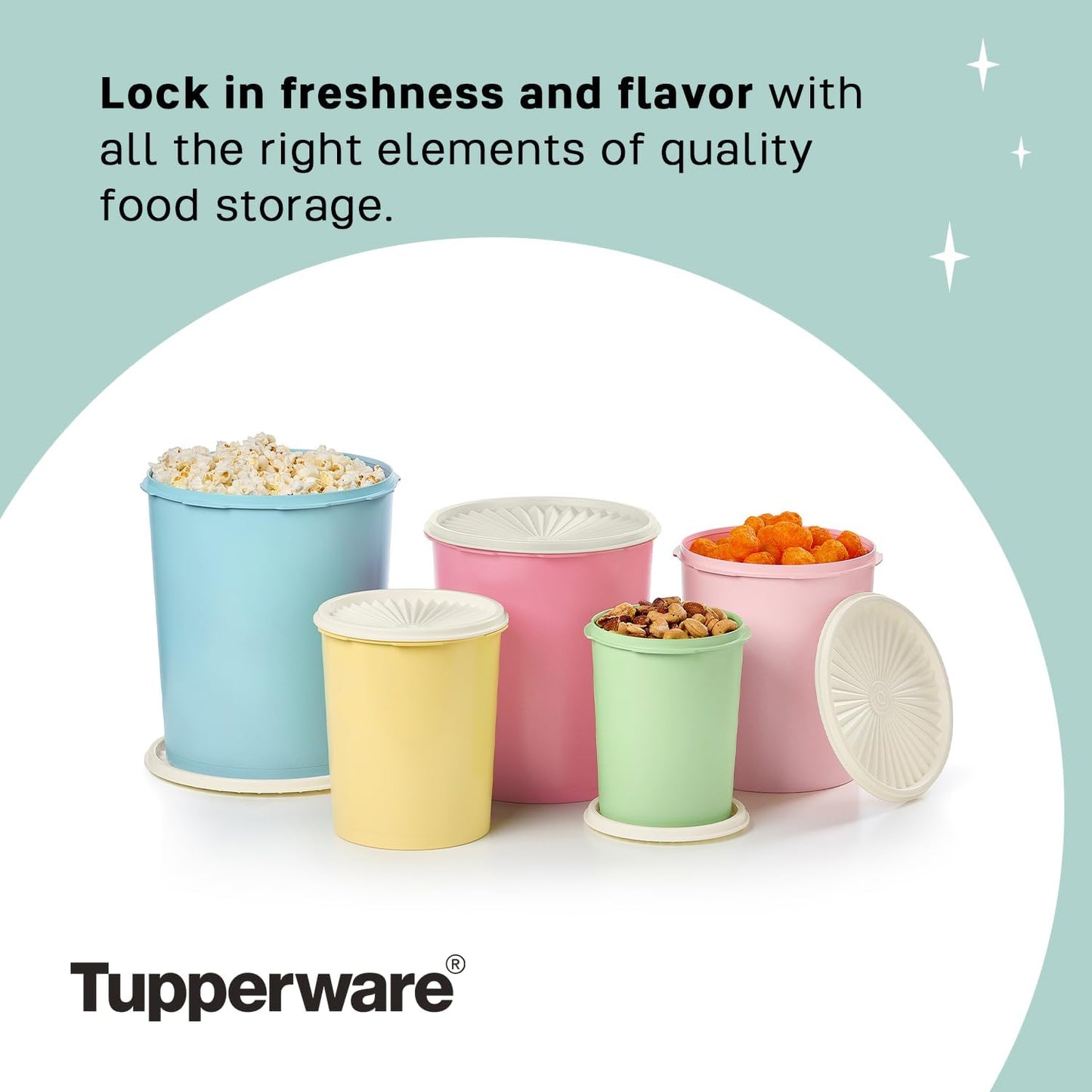 Tupperware Heritage Collection 10 Piece Nested Canister Set in Vintage Colors, Dishwasher Safe and BPA Free (5 Containers, 5 Lids)