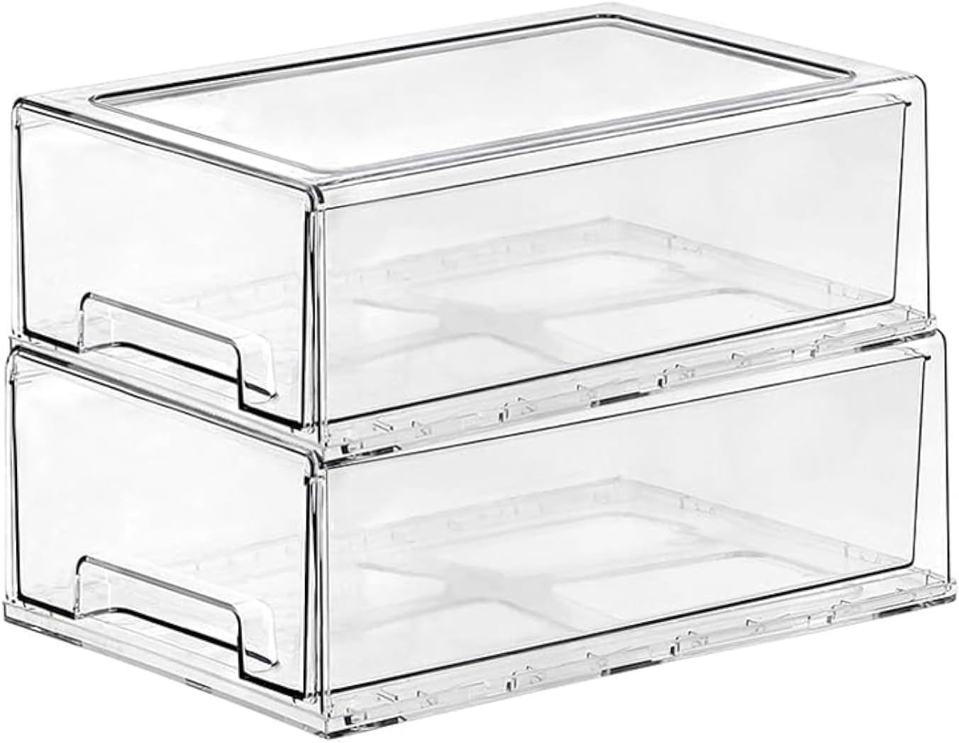 SIMPEXPE Stackable Storage Drawer, Clear Pull Out Plastic Food Fridge Organizer Bins for Home Office Pantry Shelf Organization
