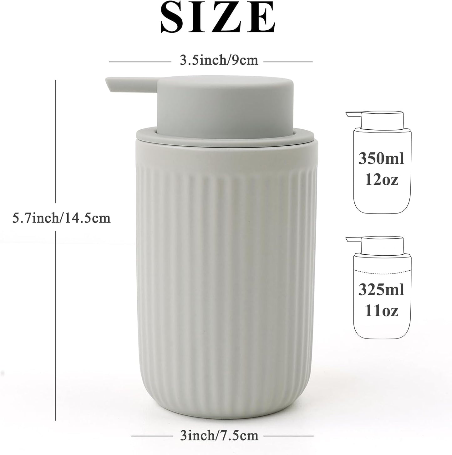 BosilunLife Dish Hand Soap Dispenser - Liquid Pump Soap Dispenser for Bathroom Decro 12oz Ceramic Kitchen Dish Dispenser with Rust-Proof Liquid Pump Modern Refillable Lotion Bottles