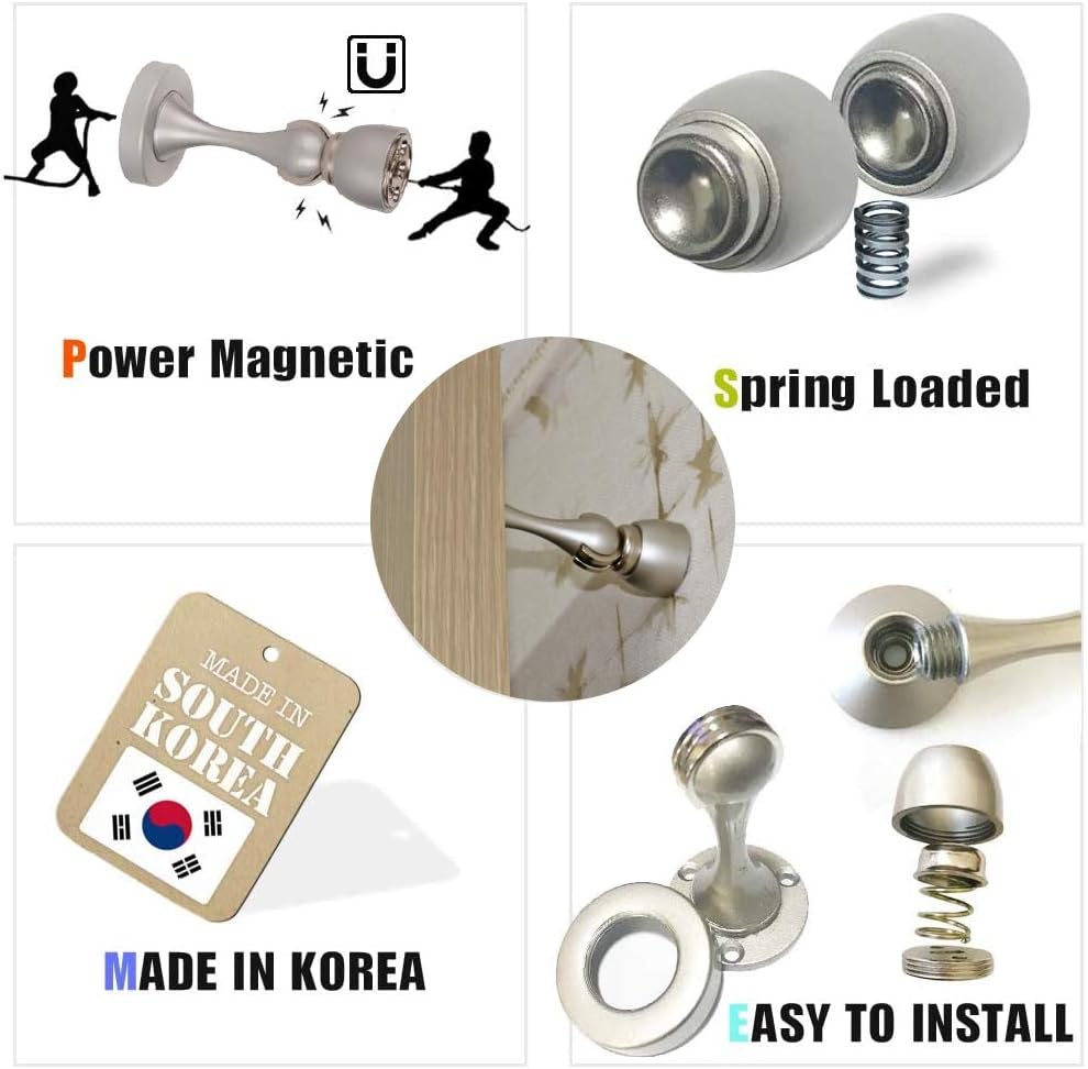 Magnetic Door Stop, Stainless Steel, Magnetic Door Catch, Door Holder, Door Stops, Wall Mounted, Floor Mounted, Door Banging Prevention (Large x 20pack, Satin Nickel)