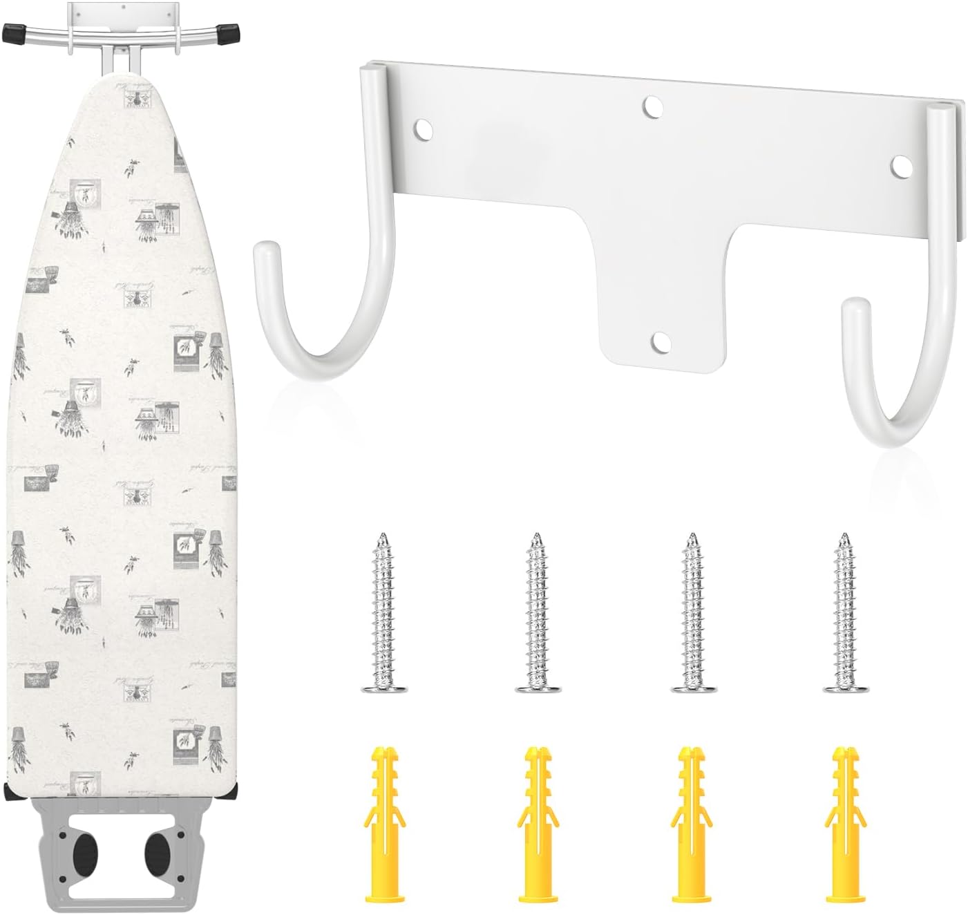 ORLESS Ironing Board Holder Wall Mount, Ironing Board Hanger, Iron Board Holder, Small Y or T Leg Iron Board Hook Wall Mount for Laundry Rooms, 6 Inch(White)