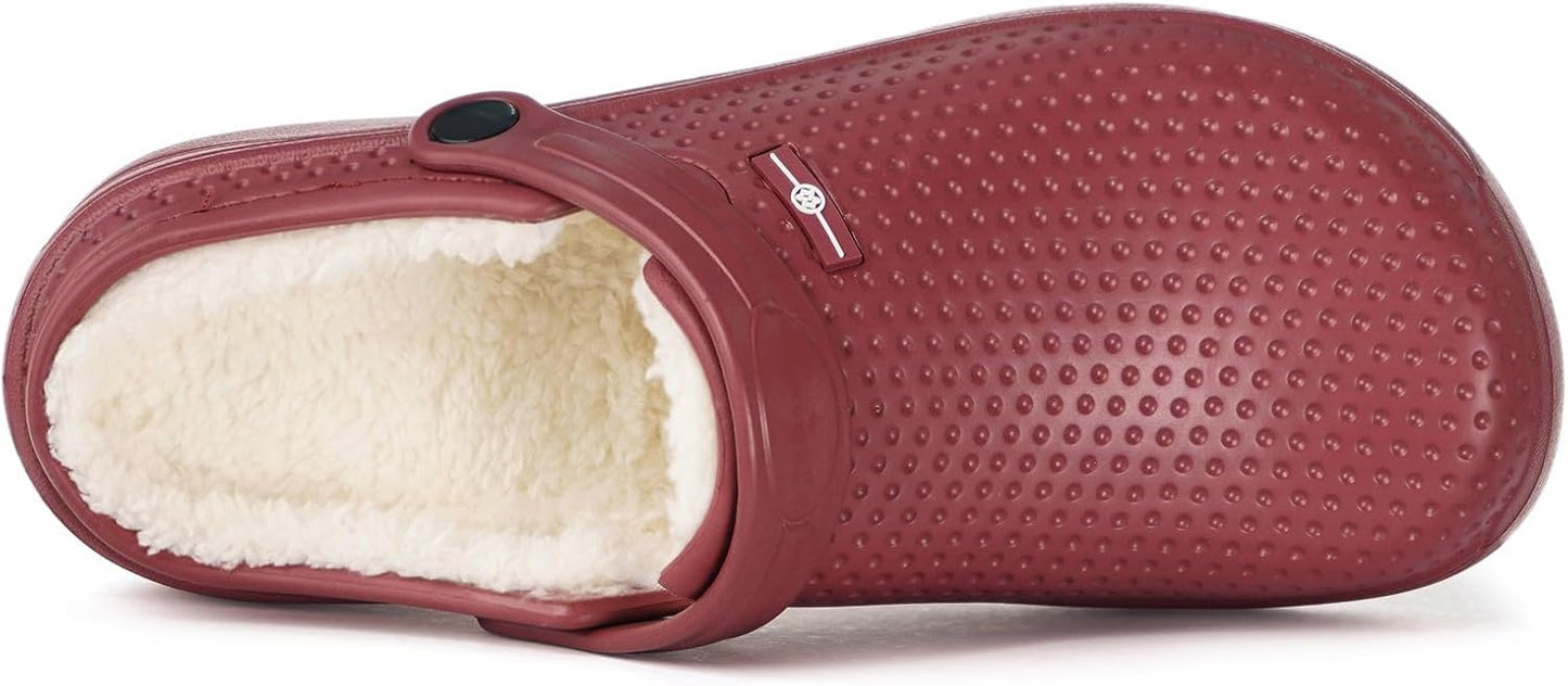 Womens Mens Fur Lined Clogs Waterproof Garden Shoes Winter Warm Fleece Lining Fuzzy House Home Slippers Indoor Outdoor Mules