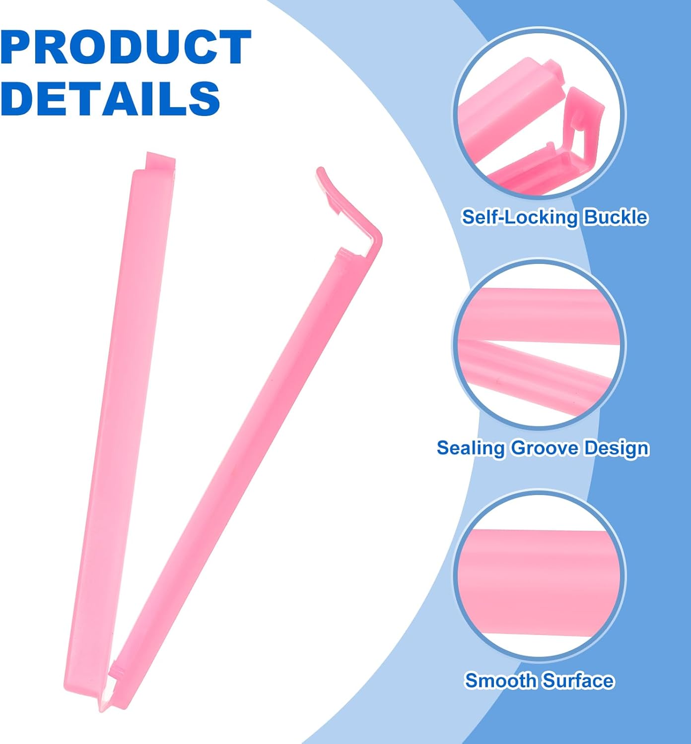 PATIKIL Sealing Clips 4.3 Inch, 10 Pack Reusable Plastic Bag Clip Clamp Sealer for Food Storage Snack Bag Home Kitchen, Pink