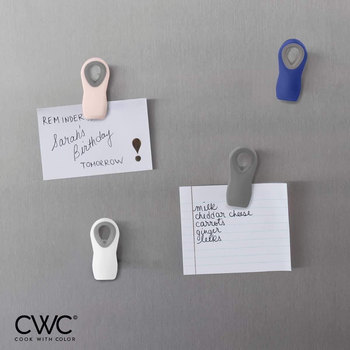 COOK WITH COLOR Bag Clips - Heavy Duty Chip Clip and Refrigerator Magnet Clips for Food Storage with Air Tight Seal Grip, Multi, Pack of 8