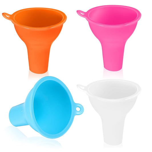 4 Pcs Funnels for Kitchen Use Filling Bottles Silicone Funnel Wide Mouth Funnel Multi Color Flexible Condiment Funnels Kitchen Gadgets Accessories for Filling Water Bottle Liquid Transfer