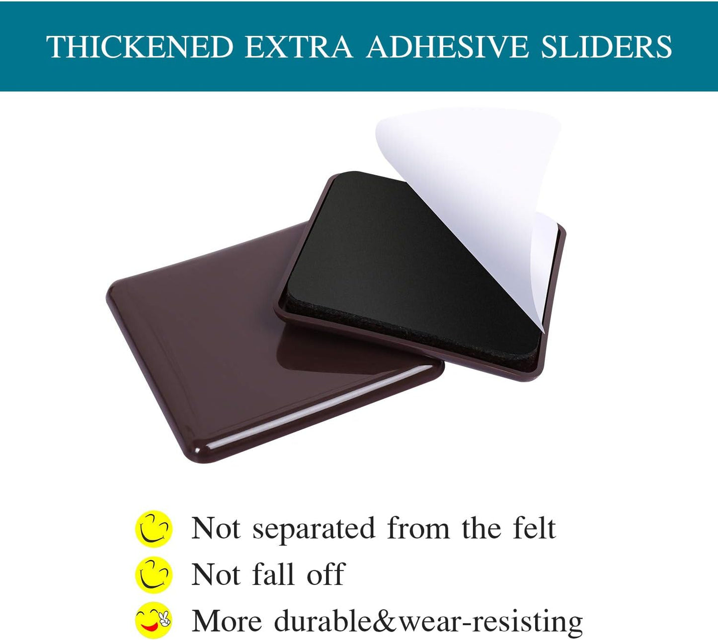 Ezprotekt 16 Pcs Self-Stick Furniture Movers Sliders for Carpet, 2.5 inch Square Self-Adhesive Furniture Moving Pads, Furniture Glides Sliders for Moving Chair Table Desk Bed Sofa Couch (Brown)