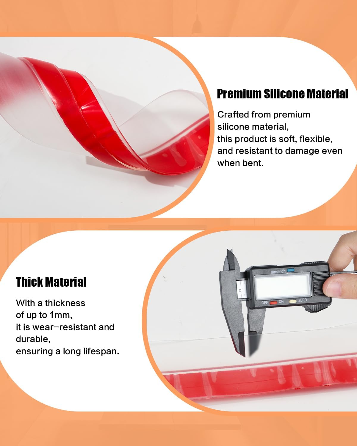 Orghtin T-Shaped Silicone Seal Strip, Clear Sealer Weather Stripping Door Seal Strip, 40Ft x 1.97 in Draft Stopper for Side of Door