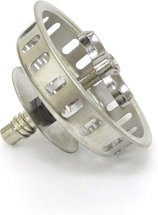 Twist Lock Basket Strainer Replacement (Premium 304 Stainless Steel Construction) for 3-1/2" Spin and Seal Drains W/Threaded Stopper Function-VARNAHOME