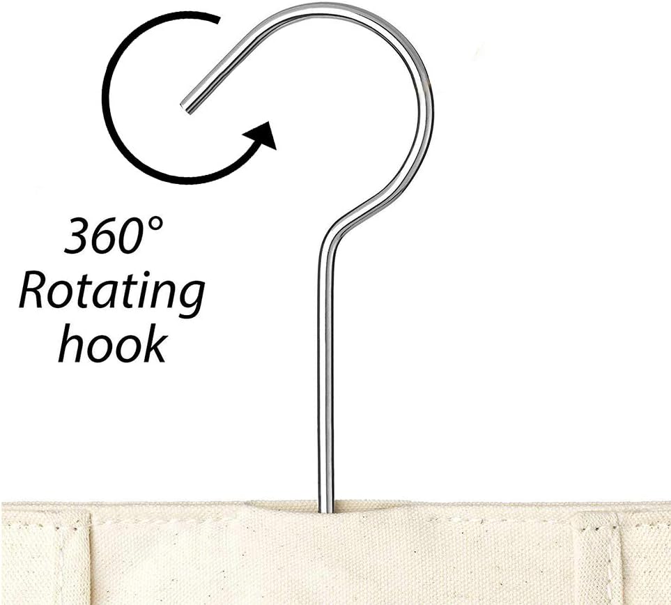 JIANWEI Canvas Clothespin Bag, Clothes Pins Bag Holder, Laundry Clothes Pin Storage Organizer with Hook, Portable Hanging Storage Organizer For Home Balcony Travel(Beige)