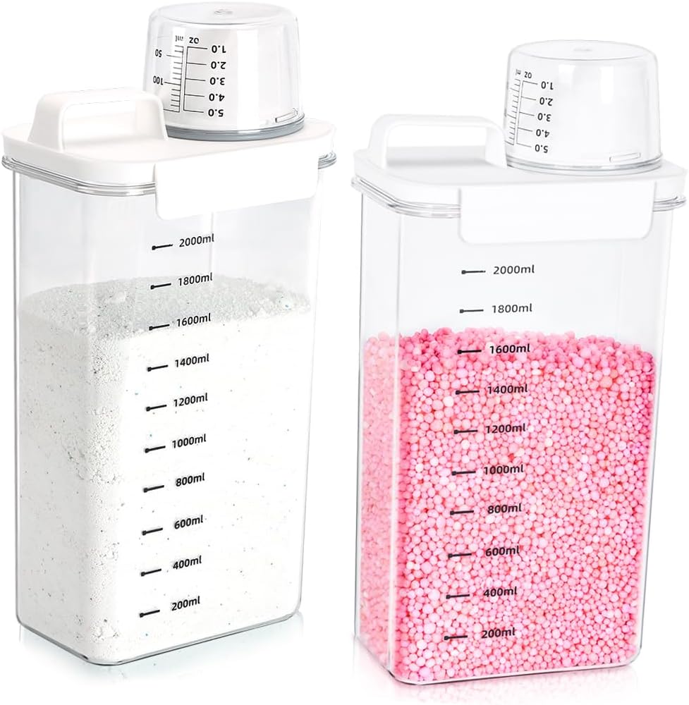 2 Packs Laundry Detergent Dispenser, Tokokimo Laundry Power Container,Laundry Scent Booster Beads Dispenser for Washing Powder, Soda Powder, Grain