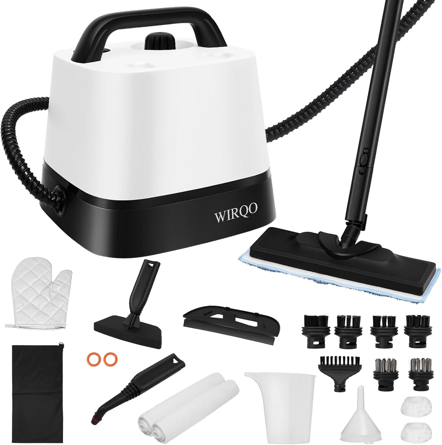 Steam Cleaner with 24-Piece Attachments, Multipurpose Steamer Mop for Home, Floor, Car, Grout, Tile, Furniture, Carpet, Couch, Window, Wall, Upholstery, Oven Grease, Canister, 1.5L Tank