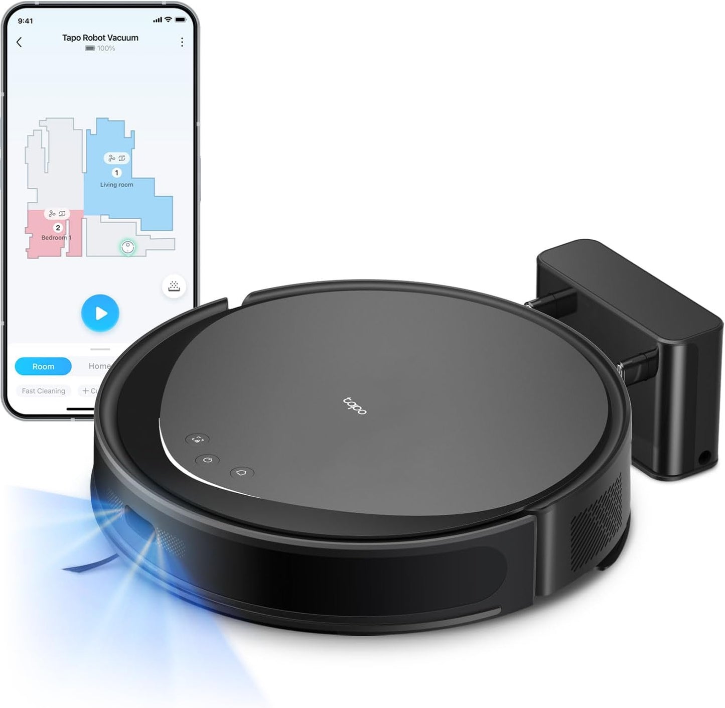Tapo Ultra-Slim LiDAR Smart Navigation Robot Vacuum and Mop, 5300Pa Max, 97%+ Dust Pickup, Customizable Cleaning, Self-Charging, Works w/Alexa & Google Home, RV20 Max