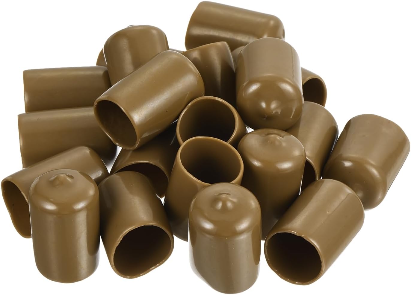 uxcell 20pcs Rubber End Caps 18mm ID Vinyl PVC Round Tube Bolt Cap Cover Screw Thread Protectors Light Brown