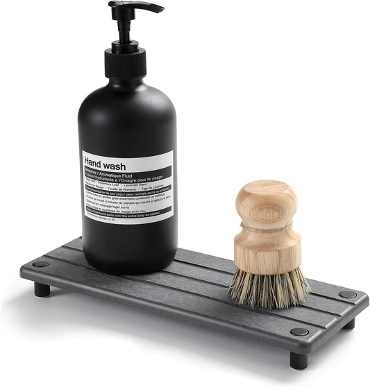 Sink Caddy Kitchen Sink Organizer, Water Absorbing Stone Tray for Sink,Diatomite Bathroom Counter Tray,Faucet Drying Mat Protector Coaster Soap Dish Rack Riser Vanity Dispenser Sponge Holder,10" x 4"