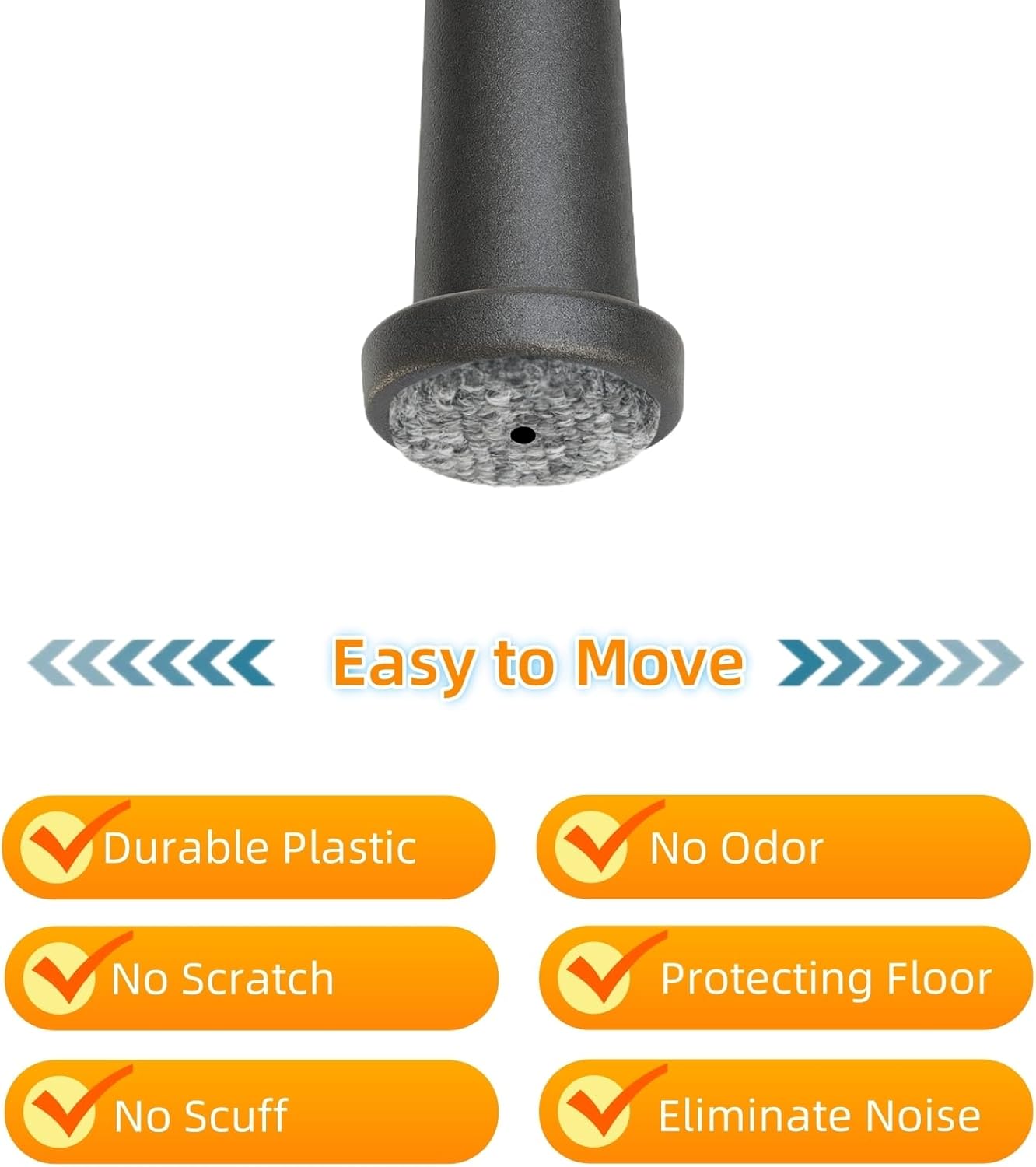 Wrought Iron Patio Furniture Feet Caps - Furnigear 1-1/2" Round Plastic Outdoor Chair Leg Caps, Floor Protectors Patio Furniture Replacement Rubber Feet with Heavy Duty Looped Felt (16 Pack, Black)