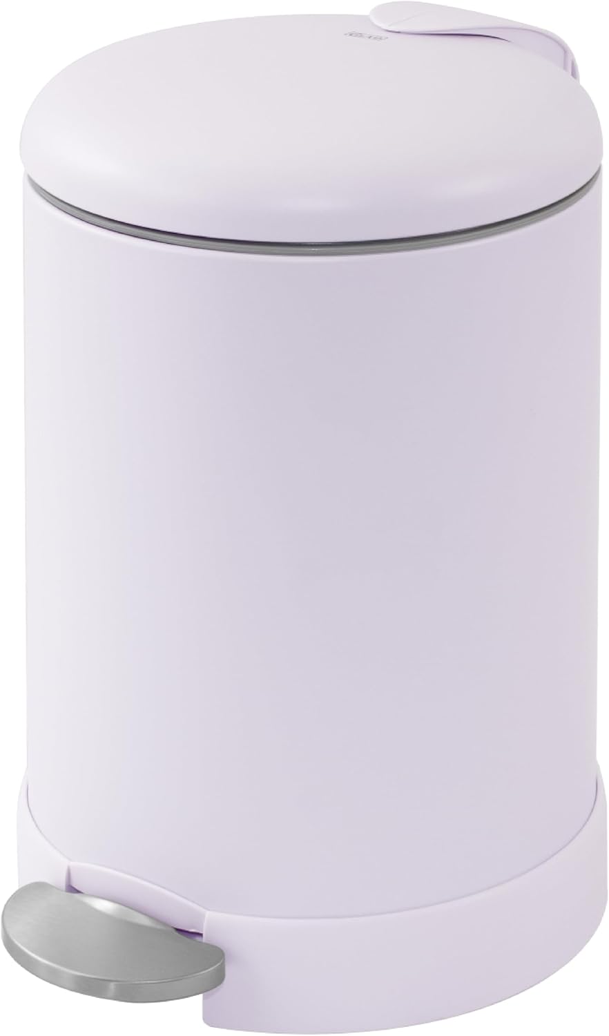 Glad Small Trash Can, 1.2 Gallon | Round Stainless Steel Garbage Bin with Soft Close Lid & Step Foot Pedal | Metal Waste Basket with Removable Inner Bucket, Lavender