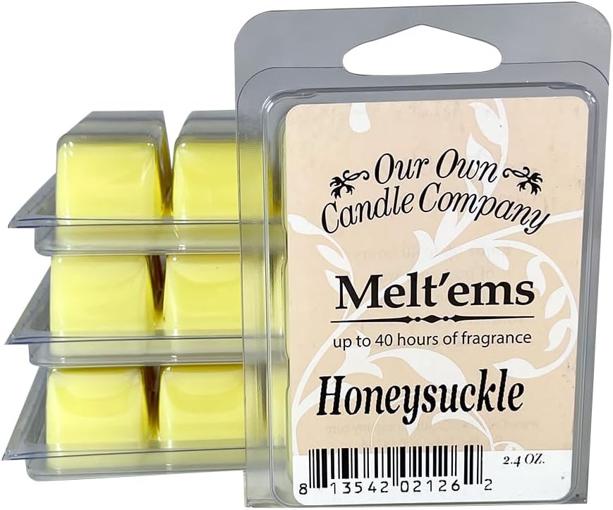 Our Own Candle Company Premium Wax Melt, Honeysuckle Scent, 6 Cubes, 2.4 oz (4 Pack)