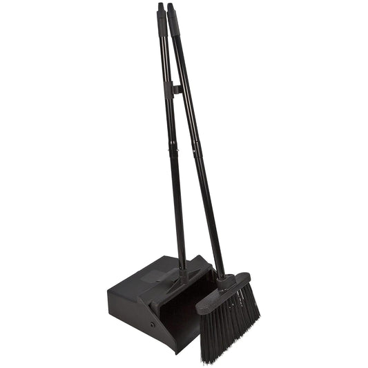 SPARTA Duo-Pan Upright Dust Pan and Broom Set, Essential Cleaning Tools for Home and Commercial Use, 36" Handle, 1 Count, Black