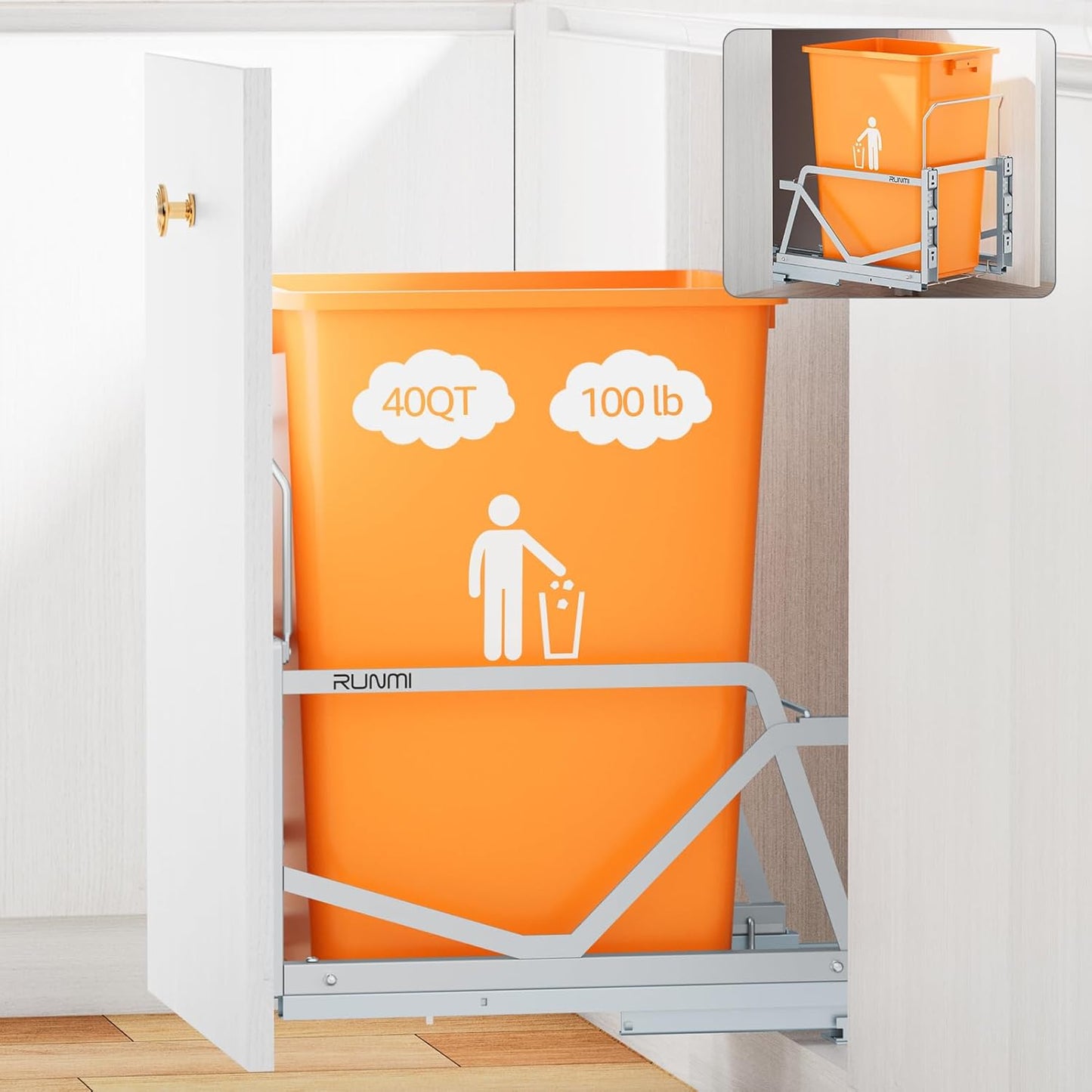 Pull Out Trash Can Under Cabinet Kit with Soft-Close Slides,Twin-Mode Under Sink Trash Can Pull Out for Kitche Sink Drawer,Requires Minimum Cabinets Opening 12" W X 18" D(Trash Can Not Included)