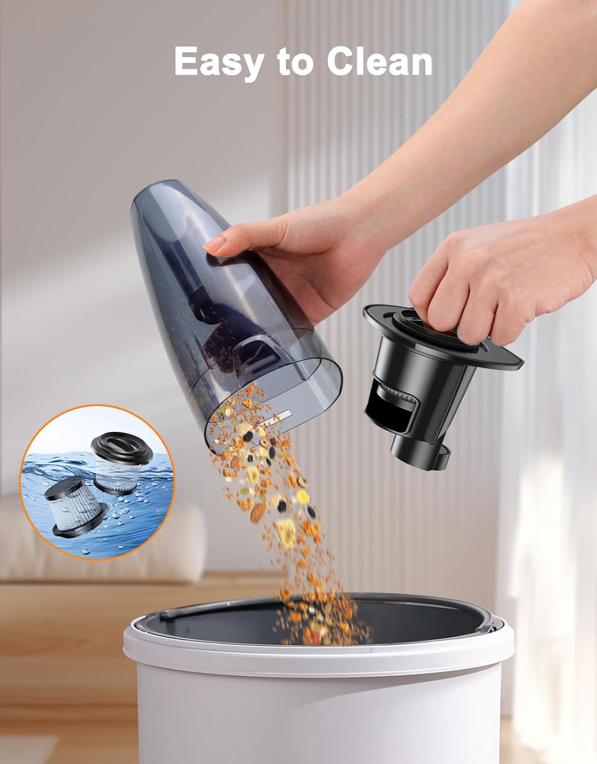 Handheld Vacuum Cordless Rechargeable 9KPA - [2H Fast Charging Dock] Portable Car Vacuum Cleaner High Power Suction with LED Light, 2 HEPA Filters, Dust Busters Wet Dry for Home/Car/Office/Pet