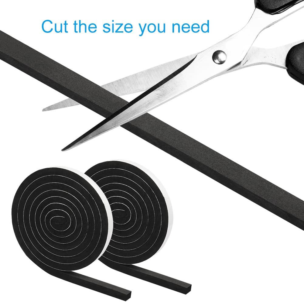 Weather Stripping Door Seal, 1/2 Inch Wide X 3/8 Inch High Density Foam Tape Weather Strip for Door and Window Insulation, Single Side Door Sealer Total 13FT