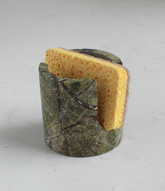Natural Green Marble Sponge Holder for Kitchen Counter, Drying Rack, Sponge Caddy for Sink Organizer