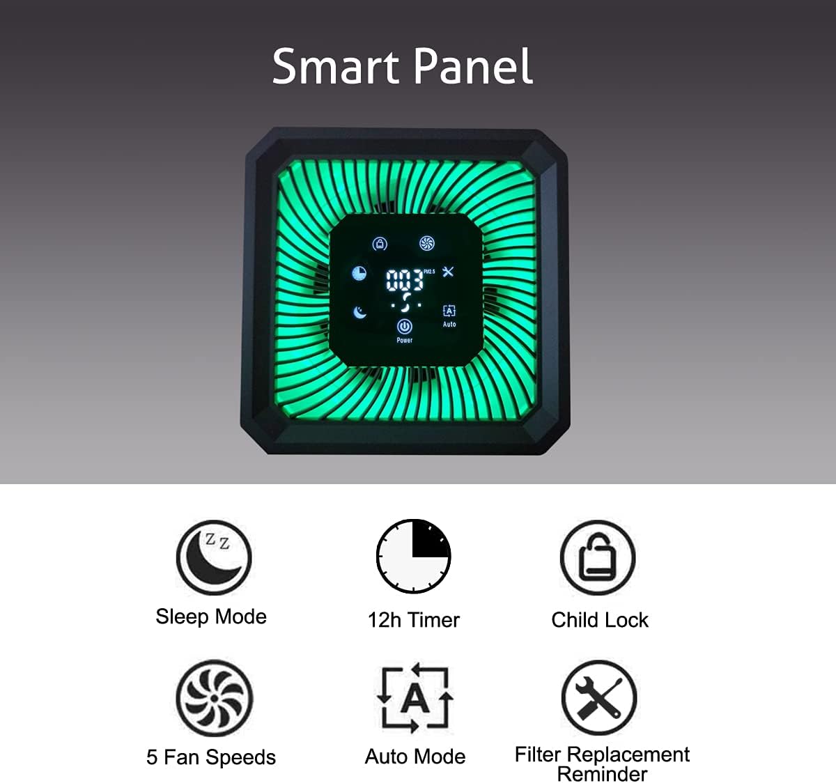 Home Air Purifier for Bedroom Baby Room Living Room Kitchen and Office, Quiet Air Cleaner with H13 True HEPA Filter, Removes Smoke Pet Dander Pollen Dust Odors, 100% Ozone Free