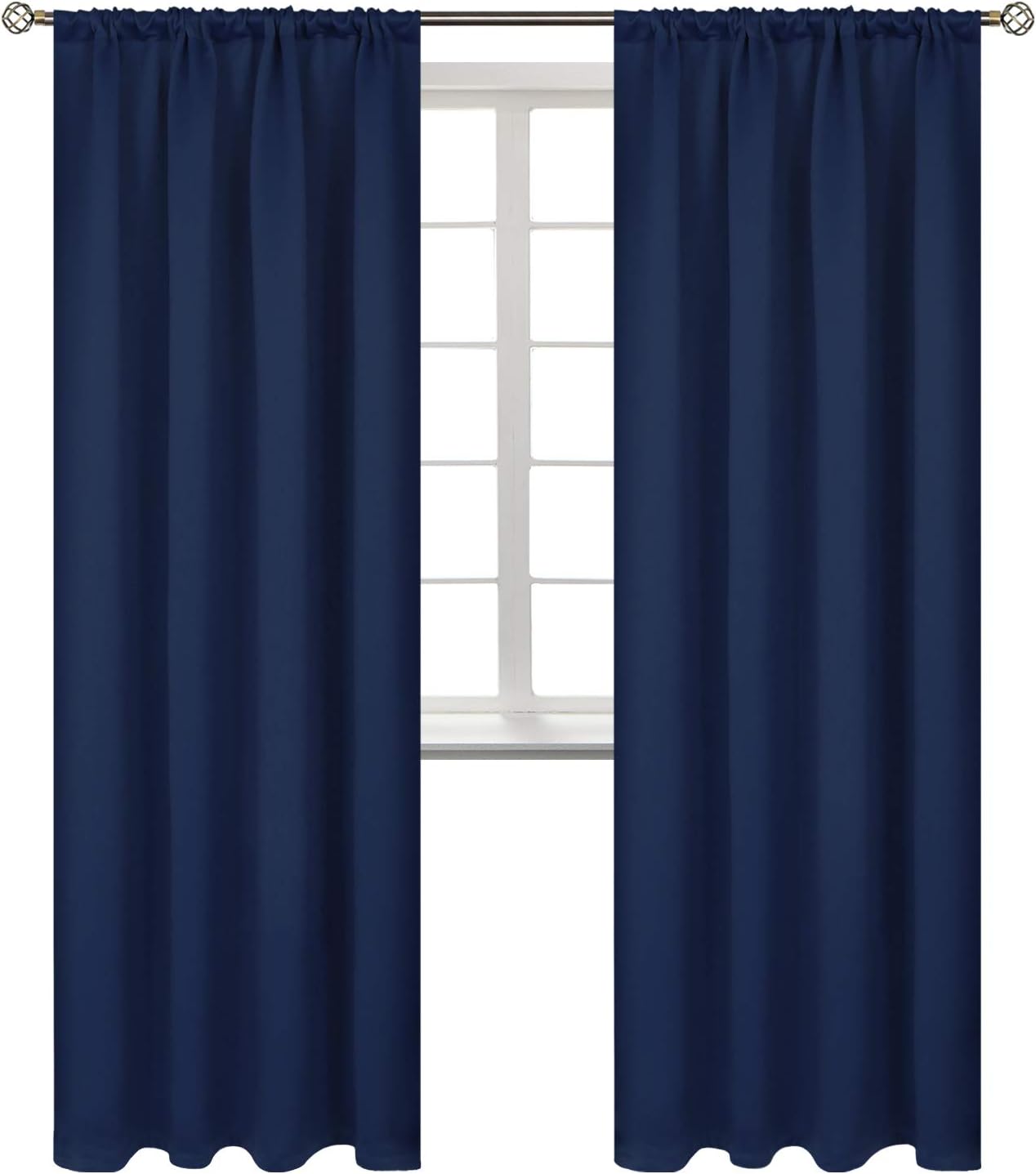 BGment Rod Pocket Blackout Curtains 84 Inches Long for Bedroom - Thermal Insulated Room Darkening Drapes with Rod Pocket Privacy for Living Room, 52 x 84 Inch, 2 Panels, Navy Blue