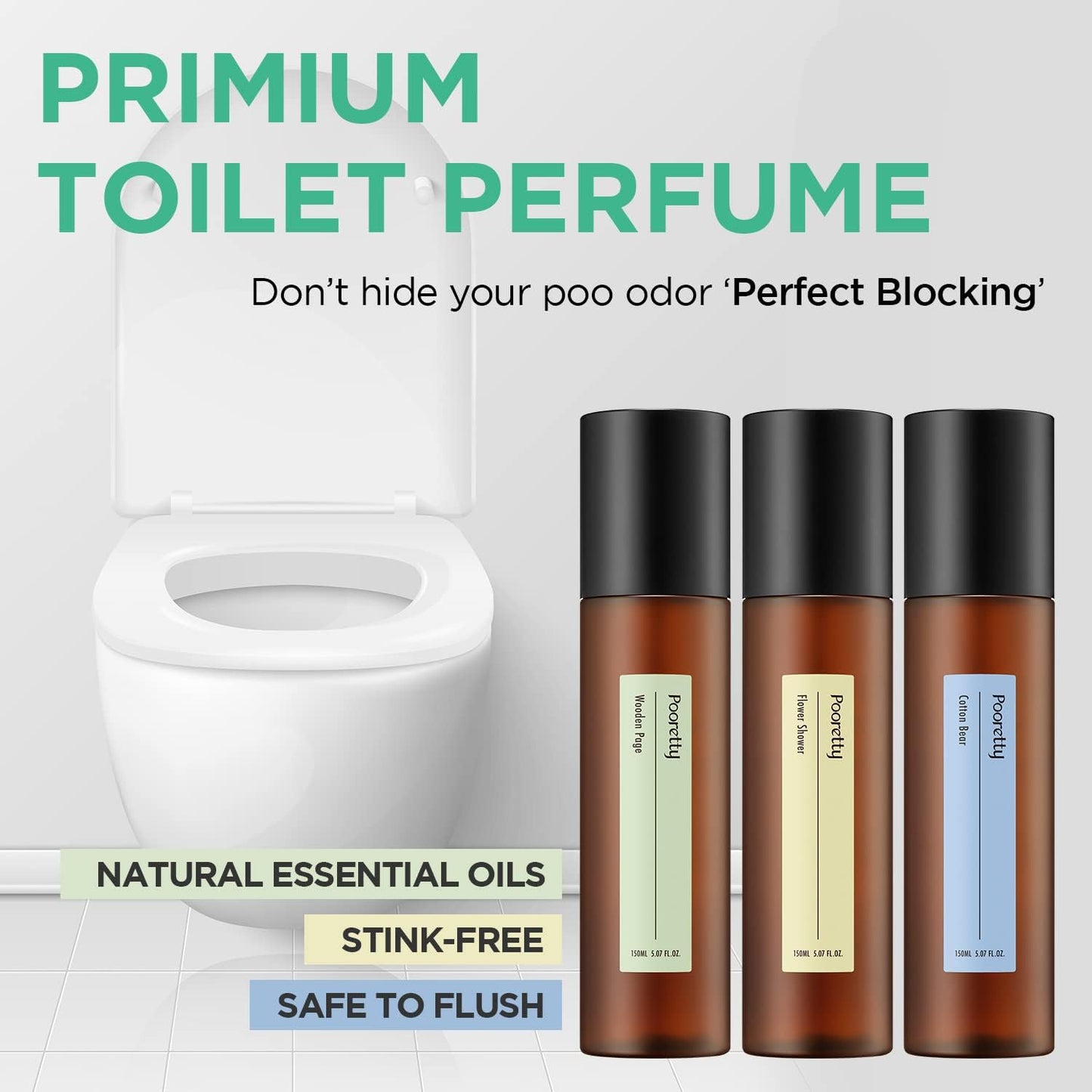 Pre-Poop Aromatic Bathroom Toilet Spray, Potty Deodorizer, Neutralize Bad Odors (5.07 fl.oz.) - Soft Cotton & Baby Powder Scent