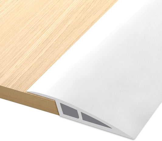 Vinyl Door Threshold Flooring Transition Strip Self Adhesive Carpet Edging Strip for Laminate Doorway Edge Threshold from 3/5" to 4/5" (White, 3.3 Ft)