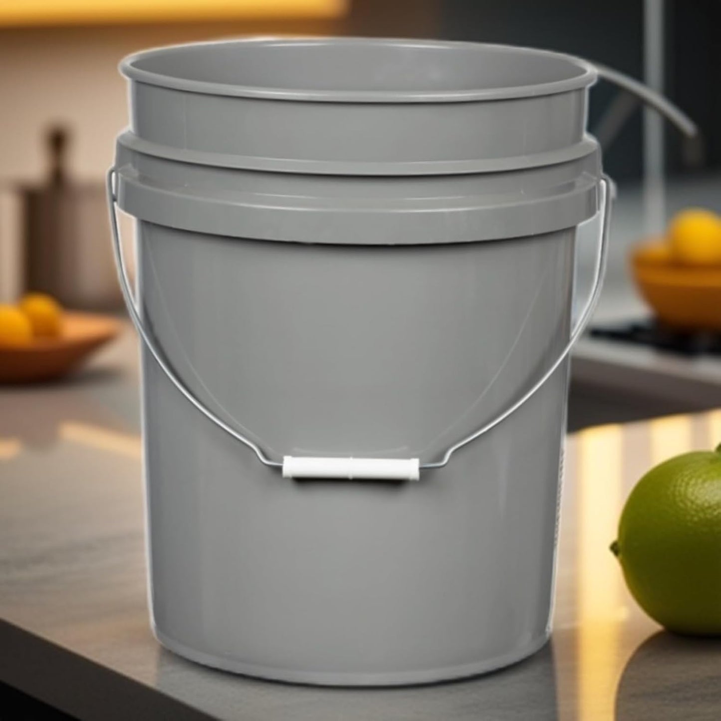 House Naturals 5 Gallon Premium HPDE Plastic Bucket - Made in USA Food Grade Storage Container, BPA Free All Purpose Pail (1, Gray)