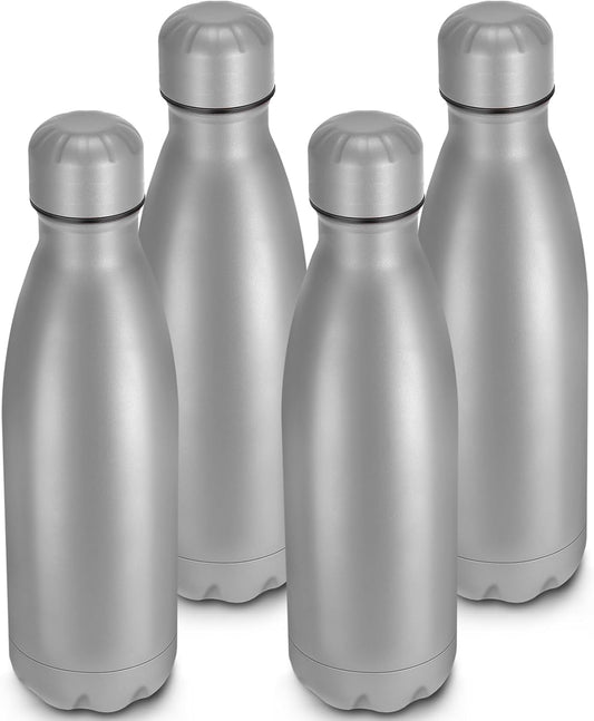 25oz Cola-Bottle Shaped Stainless Steel Leak-proof Water Bottle,Double Wall Vacuum Insulated Metal,Travel Mug For Sports Indoors & Outdoors,BPA-Free School Kids Flasks,Gray(4 Pack)