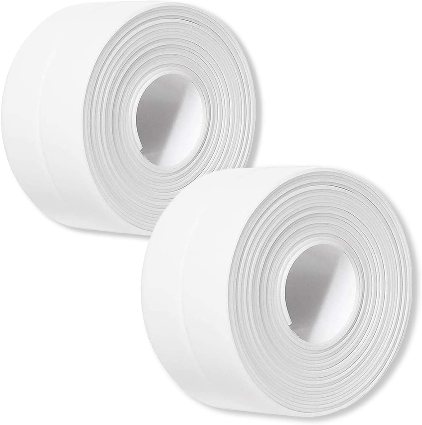 2 Pack Caulk Strip, 1.5" x 10.5Ft PVC Self Adhesive Caulk Tape, Sealing Waterproof Silicone Tape for Bathroom Bathtub Kitchen Toilet Wall Windows