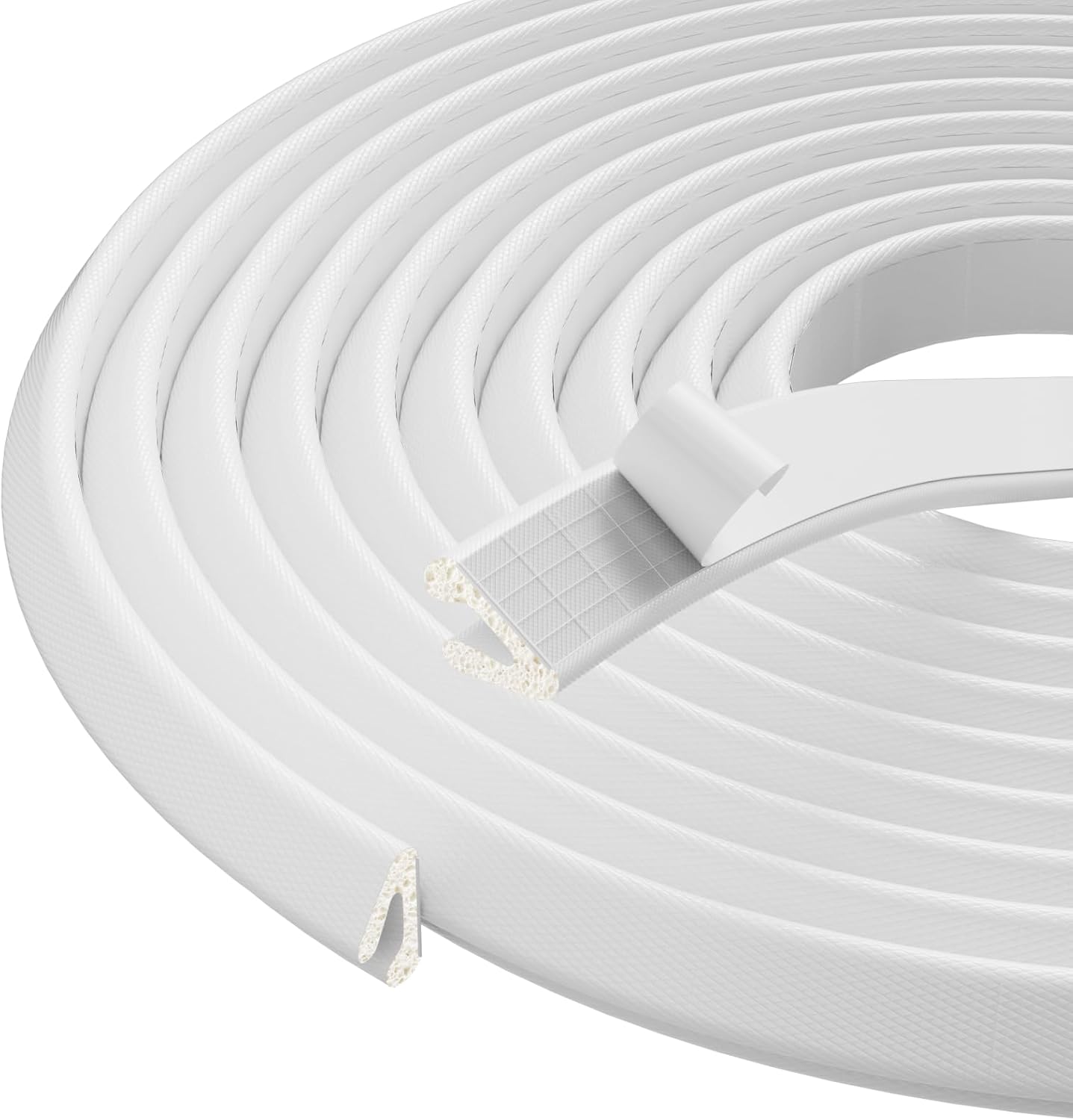 V Shape Foam Weather Stripping Door Frame Seal Strip 33FT White, Draft Stopper, Insulation Winter, Weatherstripping, Gap Sealing, Soundproofing, Self-Adhesive Used for Exterior Front Door Side
