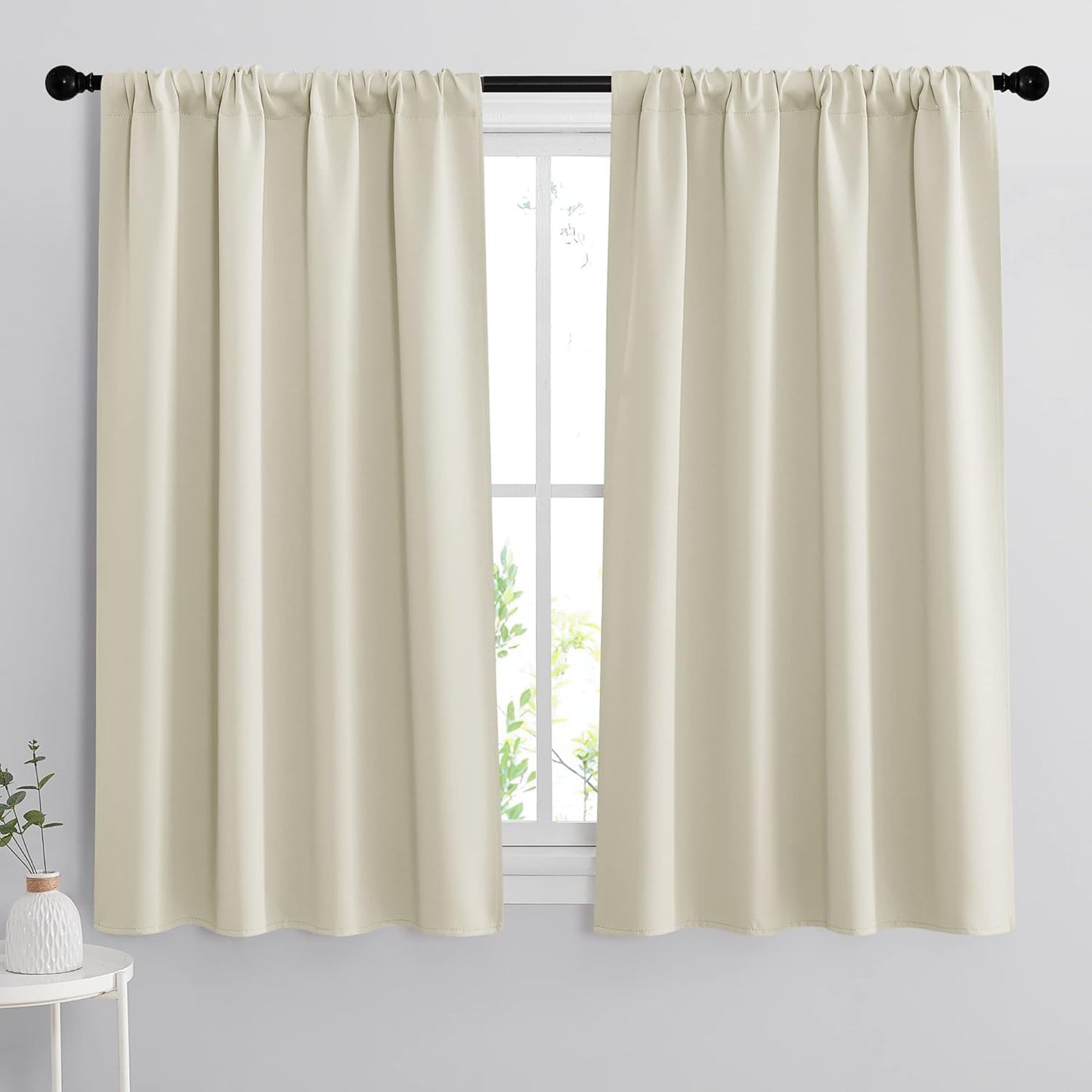 RYB HOME Blackout Curtains for Living Room Thermal Insulated Privacy Solar Drapes for Kids Bedroom Cafe Bathroom, 42 inch Width x 54 inch Length, Beige, 2 Panels