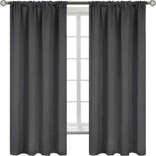 BGment Thermal Blackout Curtains 63 Inches Length for Bedroom Window, Dark Grey Room Darkening Insulated Drapes with Rod Pocket for Living Room, 42 x 63 Inch, 2 Panels