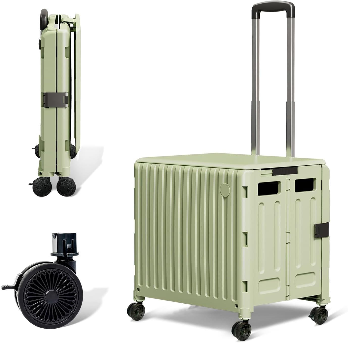 Heavy Duty Rolling Cart for Stairs：Collapsible Utility Crate with Wheels & Handle Foldable Tote Box for Toolbox Trade Show Supplies Teachers TODAYGO Mobile Storage Cart with Lid