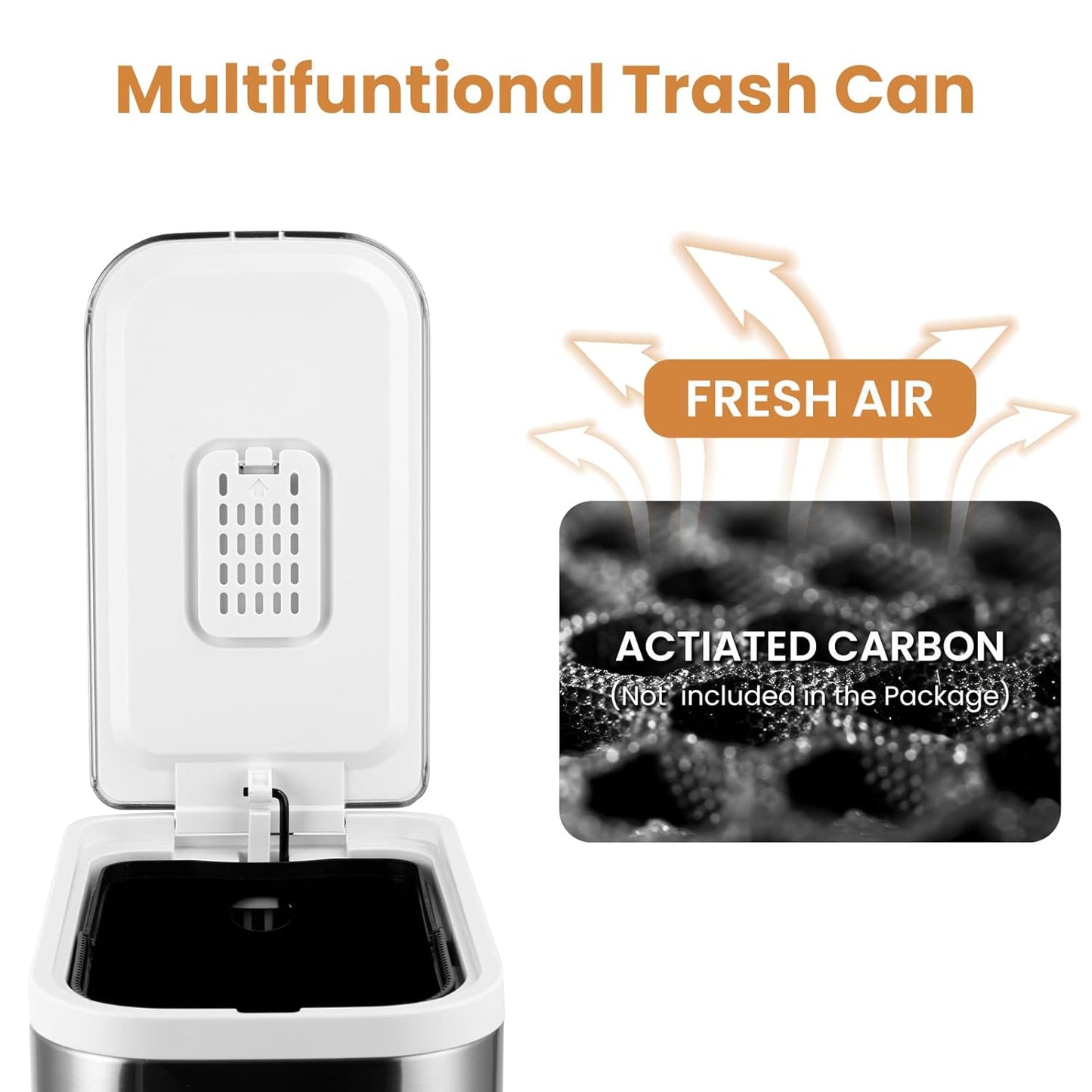 BETHEBEST 4 Gallon/15 Liter Trash Can with Soft Close Lid,Stainless Steel Garbage Can with Removable Inner Bucket,Step Pedal Trash Can for Bathroom,Bedroom,Kitchen