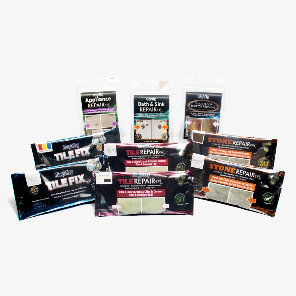 MagicEzy Tile RepairEzy - Professionally and Easily Touch-Up Tile Chips over 1 mm on Porcelain and Ceramic Surfaces - Burgundy