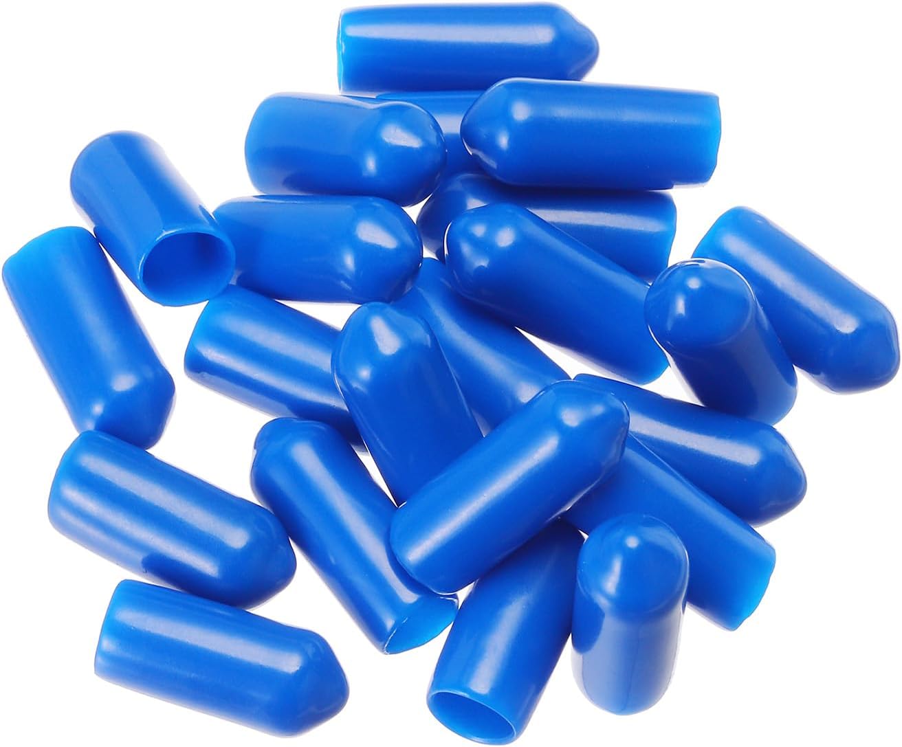 uxcell 20pcs Rubber End Caps 6mm(1/4") ID Vinyl PVC Round Tube Bolt Cap Cover Screw Thread Protectors,Blue