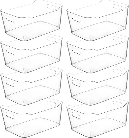 Clear Extra Large Plastic Storage Bins, Pantry Organizers and Storage Containers Fridge Organizer Bins for Organizing Home, Kitchen Organization. Bathroom, Refrigerator, Freezer, Laundry Room
