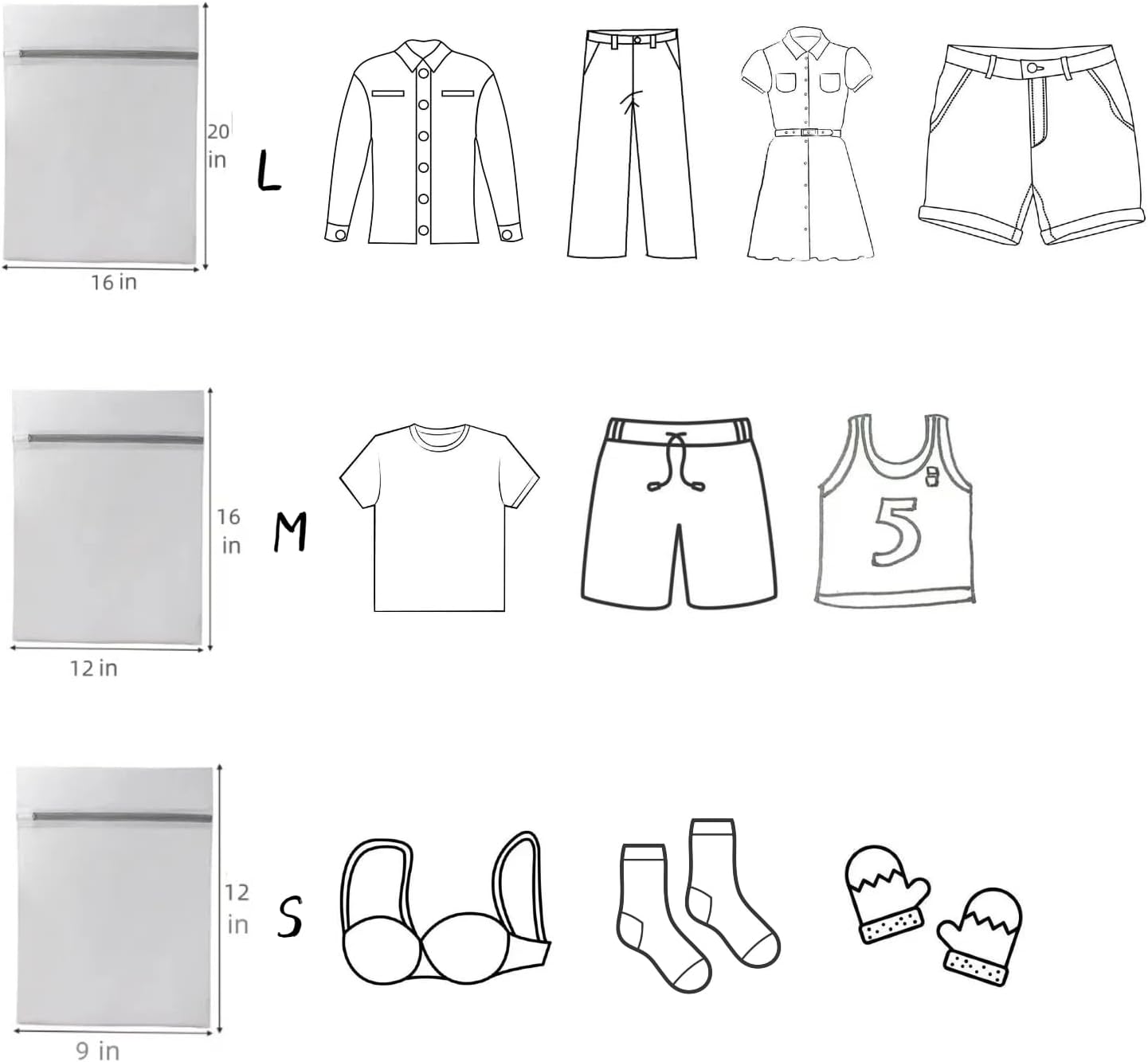 6 Pcs Lingerie Bags for Washing Delicates(2L 2M 2S) Mesh Laundry Bags for Lingerie Socks Garment Underwear Baby Clothes Bra for Washing Machine