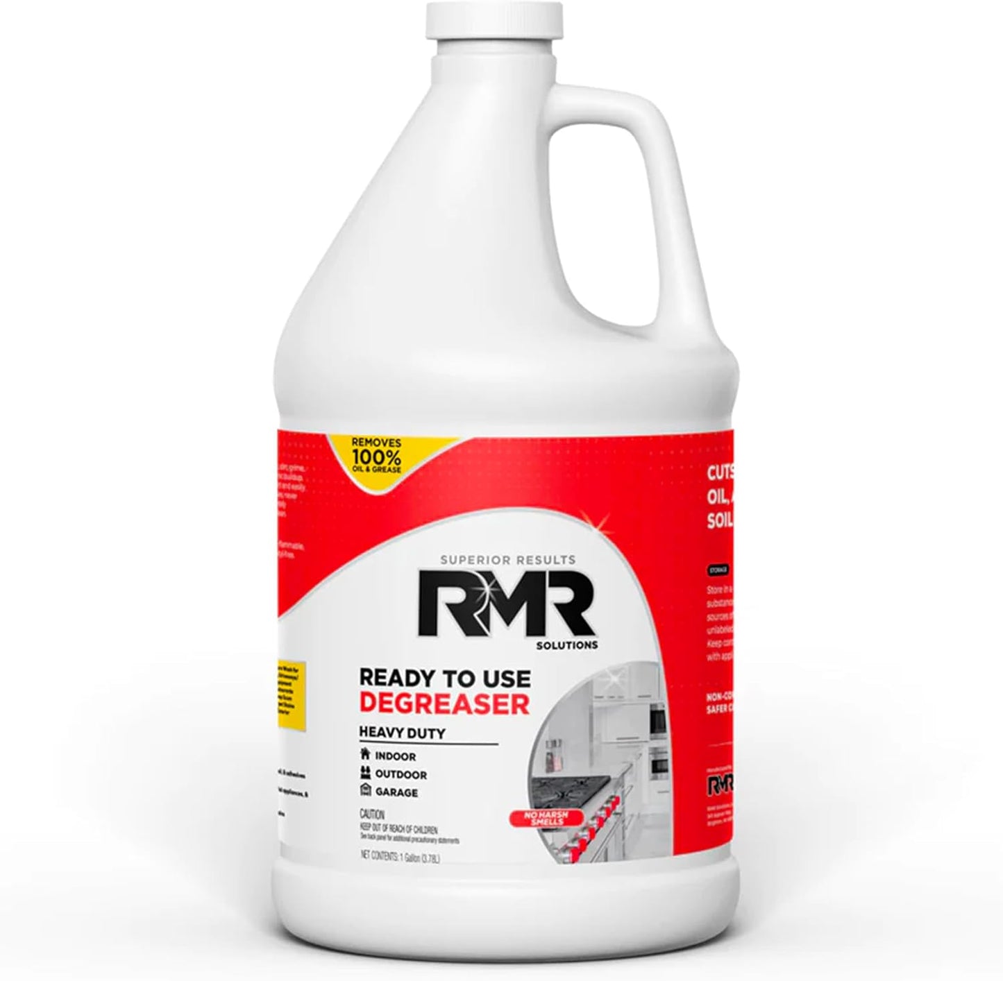 RMR Degreaser and Cleaner - Ready to Use Indoor/Outdoor Formula Works on Contact, For Heavy-Duty Cooking Surfaces, Indoor, Outdoor, Automotive, and Equipment Cleaning, 1 Gallon