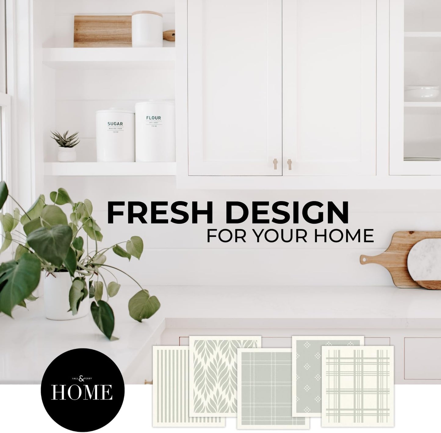 HALL & PERRY Swedish Dishcloths for Kitchen, 5-Pack, Reusable Cellulose Sponge Cloths for Kitchen & Cleaning – Eco-Friendly, Ultra-Absorbent, Quick-Drying (Sage Green)