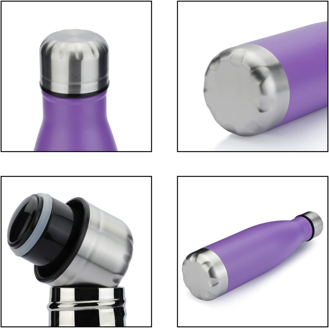 MEWAY 17oz Sport Water Bottle Vacuum Insulated Stainless Steel Leak-Proof Double Wall Cola Shape Water Bottle,Keep Drinks Hot & Cold(Purple,1 Pack)