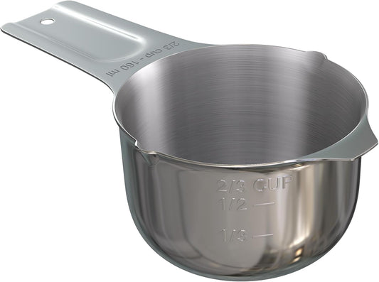 Color Up ⅔ Cup Measuring Cup (160 ml) – Premium Chrome Stainless Steel, Accurate for Wet & Dry Ingredients, Embossed Markings, Easy-Pour Spouts, Dishwasher-Safe, Kitchen Essential